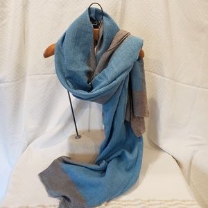 Pashmina Scarf 100% cashmere 82"x56" Blue/Gray